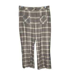 Smak Parlour Unique Vintage Brown 1960’s Plaid Wide Leg Trousers Pants 1X NWOT